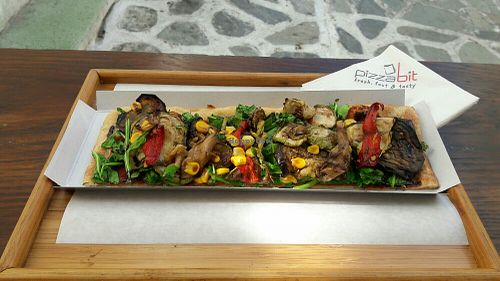 Served slightly warmed up at PizzaBit in Naxos