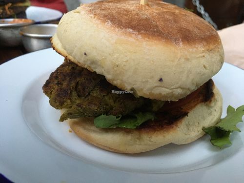 All green burger at Vegan Junkies in Lisbon