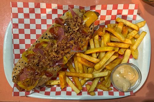 Hot dog. at Vegan Junkies in Lisbon