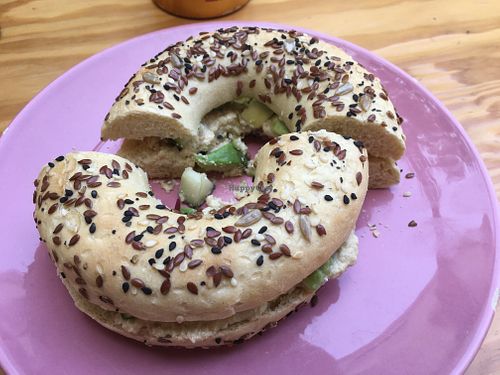 Breakfast bagel at Vegan Junkies in Lisbon