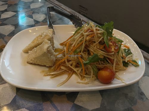 Crispy tofu and papaya salad (banquet second course)   at Yulli's in Surry Hills