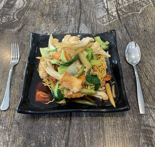 crispy eggless noodles   at West End Vegan Restaurant in West End