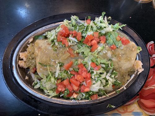Black bean burrito with veggies and greens chili sauce at Rio Grande Mexican Restaurant in Denver