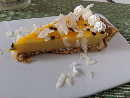 Passionfruit tart at Buddha Bowls in Santa Cruz