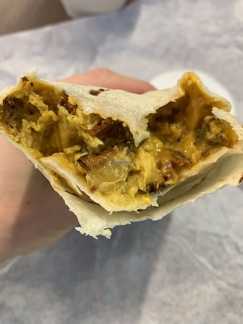 Inside of vegan breakfast burrito!  at Choice Market - Broadway in Denver