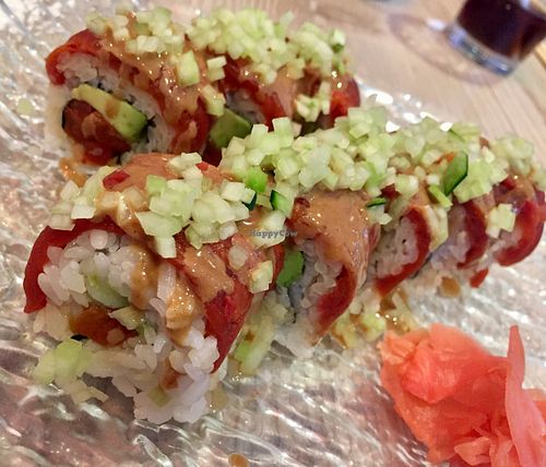 Satay Roll with Ahimi “tuna” melts in your mouth.  Our favorite so far. at Otani in Mayfield Heights