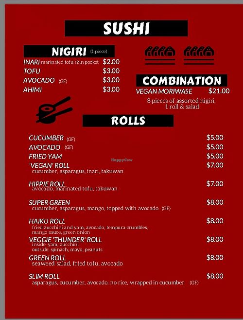 Page 3 vegan menu at Otani in Mayfield Heights