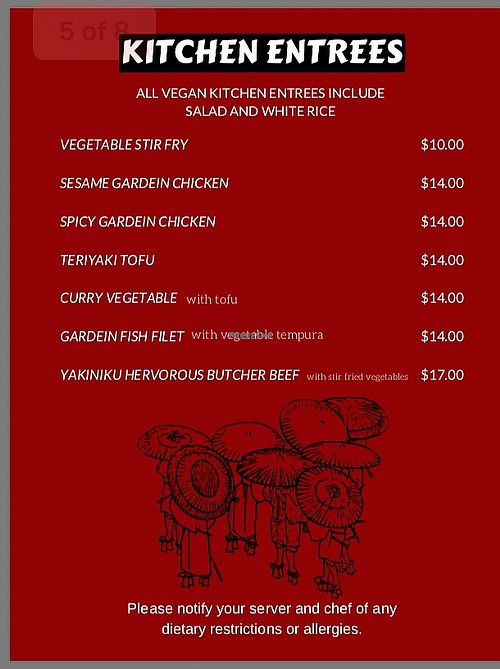 Page 4 vegan menu at Otani in Mayfield Heights