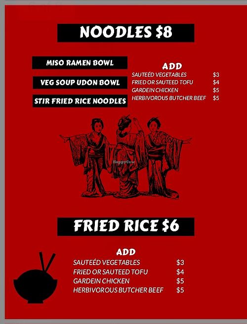 Page 5 vegan menu at Otani in Mayfield Heights