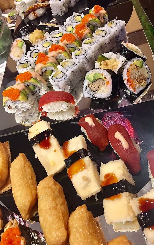A big spread of all vegan sushi! at Otani in Mayfield Heights