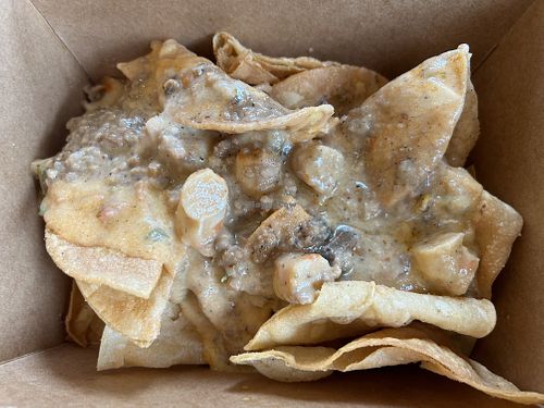 Shrimp creole nachos - to go  at Vegan Food House in Dallas