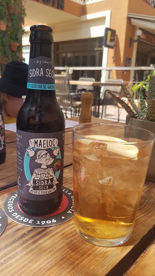 Dry apple cider at The Olive Tree in Mallorca