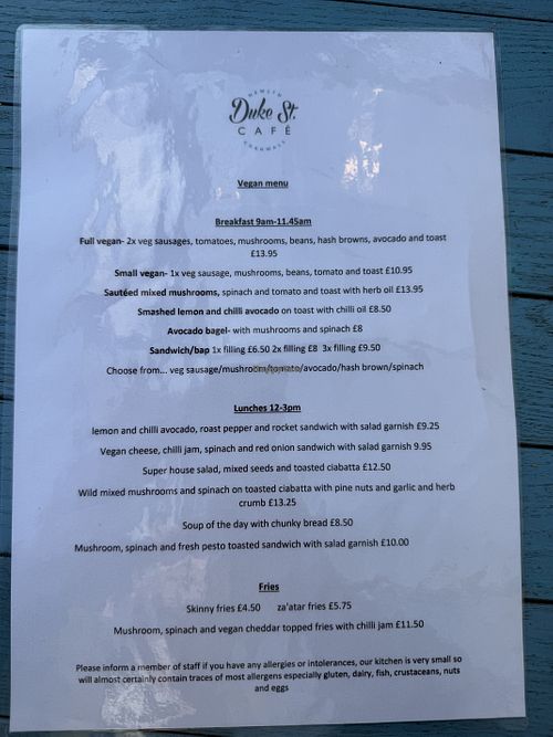 Good vegan options. Friendly staff    at Duke St in Newlyn