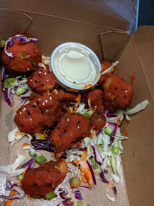 Spicy cauliflower dippers - good warm or cold at Native Foods in Palm Springs