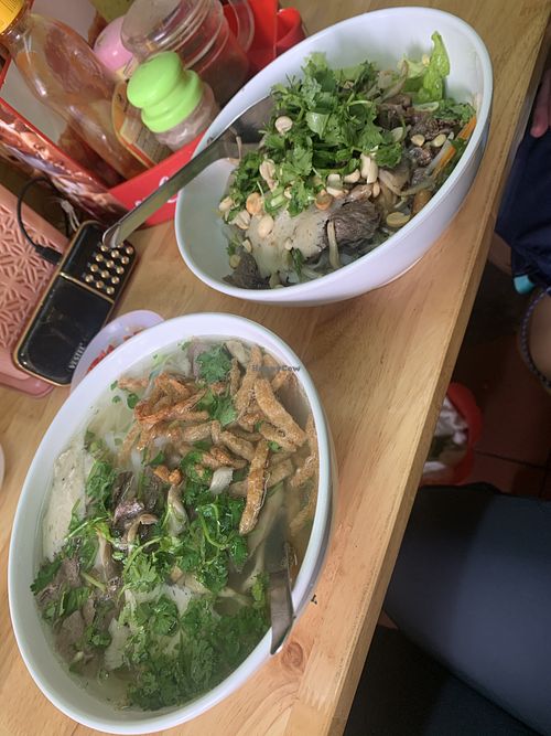 Special pho and dry pho - both so good! at Pho Chay in Hanoi