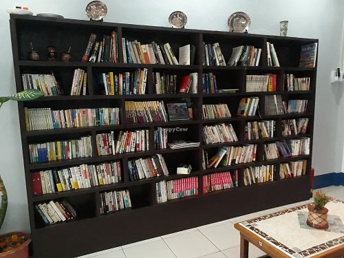 Upstairs library at Bacan Cafe in Vientiane