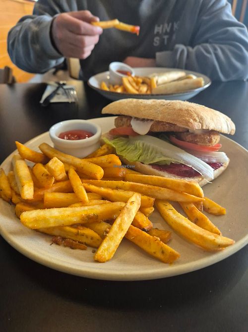 Vegan chicken ciabatta at The Coffee Club in Dunedin