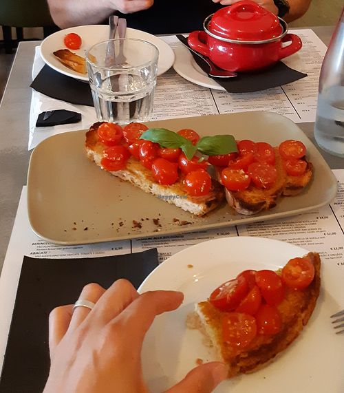 Big bruschetta and soup in a pan 😉 at La Bella Vita in Porto Covo