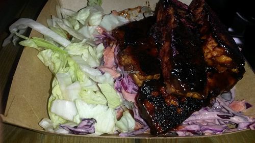 Louisiana bbq tempeh 'ribs' and slaw at Soul Shack Vegan Grill in Newcastle Upon Tyne