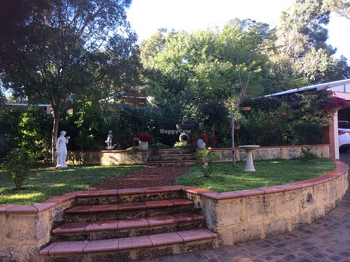 The front garden - a great place to spot parrots! at Acacia Cottage in Gooseberry Hill