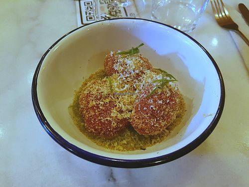 Beetroot arancinis at Bloomy in Toulouse