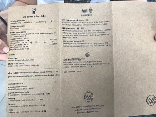 Menu front at Same Same but Different - Asa Norte in Brasilia