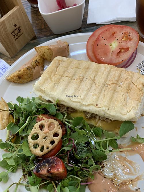 The bulgogi panini plate. The whole thing was fantastic! The sauce on fries, the salad, the panini... at Kang's Kitchen in Jeonju