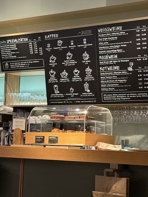 menu at bar  at Tibits - Gundeli in Basel