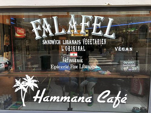 Absolutely yummy falafel sandwich. Such a kind owner! The music was great and unexpected as well. “Best Falafel and Music in Town” is what could be read on the blackboard, lol. at Hammana Café in Colmar