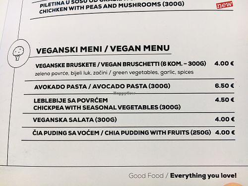Vegan Section On Menu  at The Republic of Good Food in Podgorica