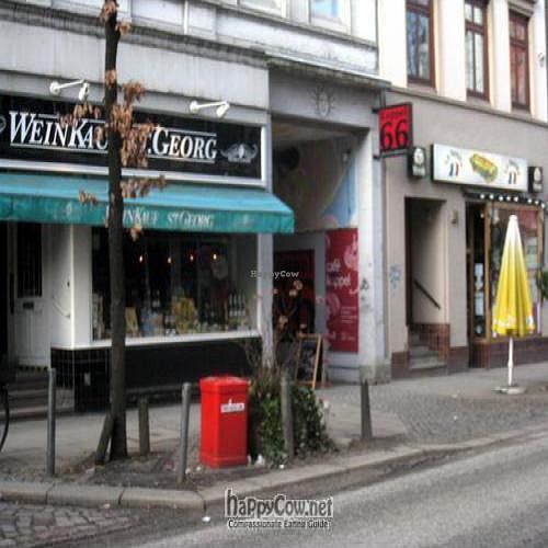The alleyway entrance at Cafe Koppel in Hamburg