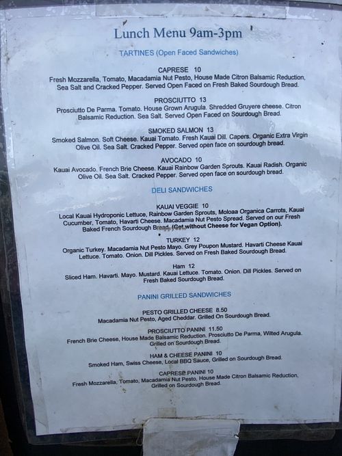 Lunch menu  at Midnight Bear Breads in Hanapepe