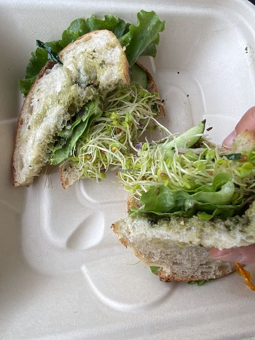 Veggie sandwich made vegan  at Midnight Bear Breads in Hanapepe