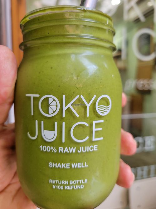 Matcha protein smoothie at Tokyo Juice in Tokyo