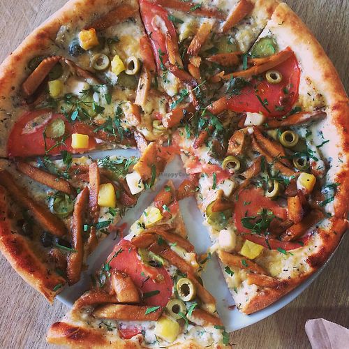 Pizza w mushrooms  at Loving Hut in Moscow