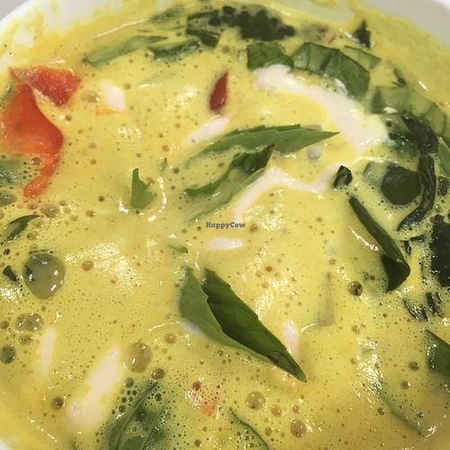 Delicious “hot” raw soup to go.  at Au Lac in Fountain Valley