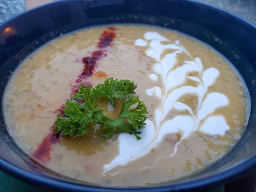 Red lentil soup at Plant in Tallinn