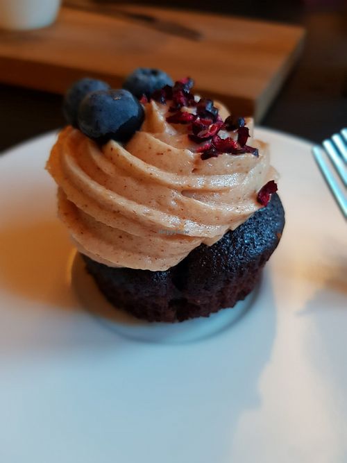 Chocolate and peanut butter cupcake at Plant in Tallinn