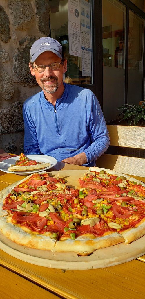 Family size vegan pizza that we loved! at  Gostilna PR LAMPI in Luce