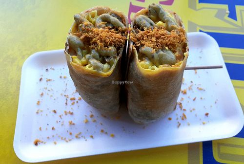 Mac n cheese burrito with carne asada at OG Taco Shop in Tempe