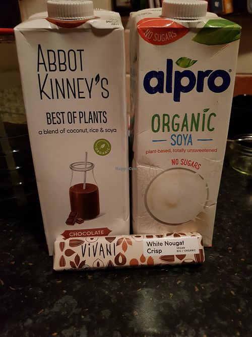 Plant milks and white nougat crisp #Veganuary at For Goodness Sake in Middlesbrough