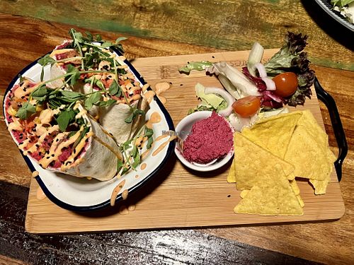 Falafel wraps with nachos  at Bio Cafe in Aberdeen