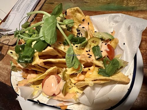 Nachos with toppings  at Bio Cafe in Aberdeen