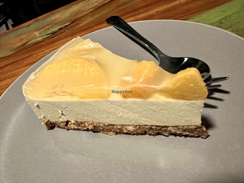Matcha peach cheesecake   at Bio Cafe in Aberdeen