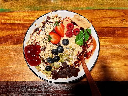 Maca superfood bowl  at Bio Cafe in Aberdeen