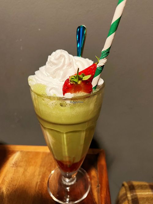 Matcha Strawberry 🍓 Premium drink  at Bio Cafe in Aberdeen