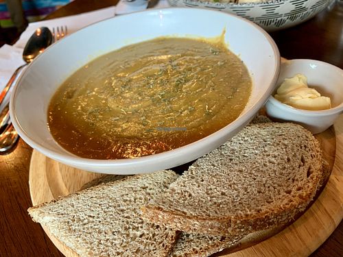 Soup of the day: lentil & sweet potato  at Bio Cafe in Aberdeen