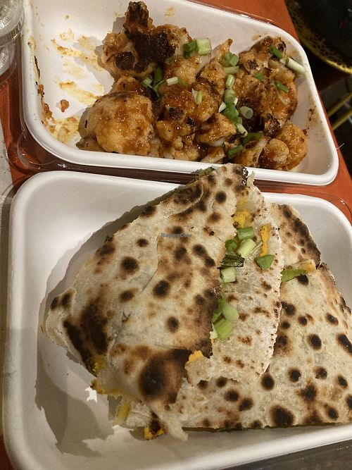 Cauliflower bites were okay - ‘quesadilla’ poor  at Just BE Kitchen in Denver