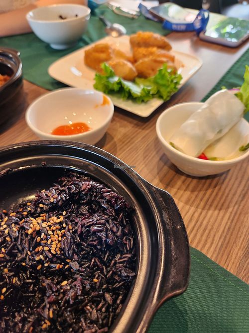 Rice, fried sake and rolled Pho at Tam Chay - Do Duc Duc in Hanoi
