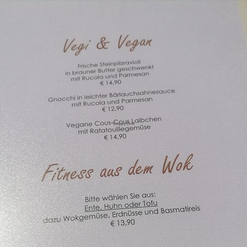Vegetarian and vegan options from the menu at Christkindlwirt in Steyr